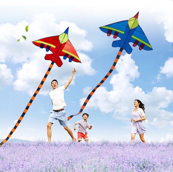 Sport divertenti Aquiloni volanti Aquiloni a forma di aeroplano Giocattoli volanti all'aperto con manico e linea per bambini Aquilone regalo per bambini Bambini