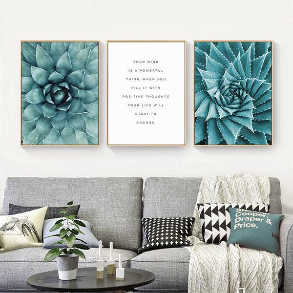 

nordic canvas painting living room cuadros decoracion poster green aloe succulent plants modern minimalist wall murals