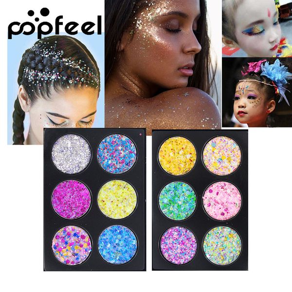 

popfeel eyeshadow 6 color shimmer glitter pigment eye shadow waterproof makeup pallete diamond luminous eyeshadow long lasting