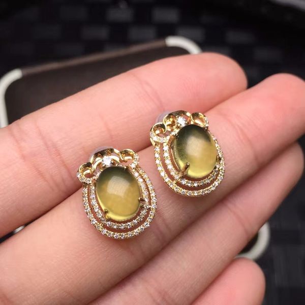 

fine jewelry real 18k white gold au750 100% natural blue gemstones diamonds mexico origin stud earrings for women, Golden;silver