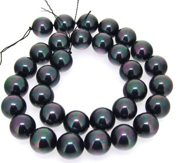 

new arriver shell pearl jewellery,10mm round black color south sea shell pearl gemstone beads wholesale diy jewelry