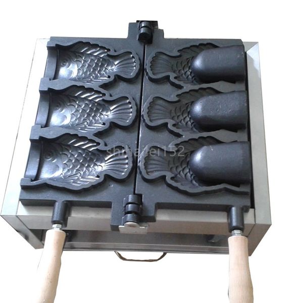 Kostenloser versand 110 V 220 V Offenen Mund eis taiyaki maschine große fisch kegel maschine kaufen maschine kommen mit werkzeuge