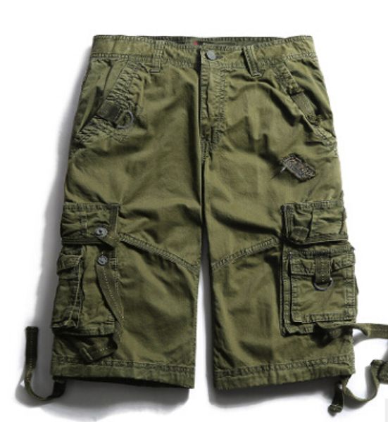 

mens shorts cargo half knee length shorts outdoors sports pockets button casual loose relaxed shorts, White;black