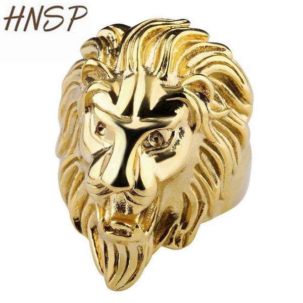 

hnsp punk titanium steel animal finger rings for men male gold silver color anel 8-12 us big size, Golden;silver