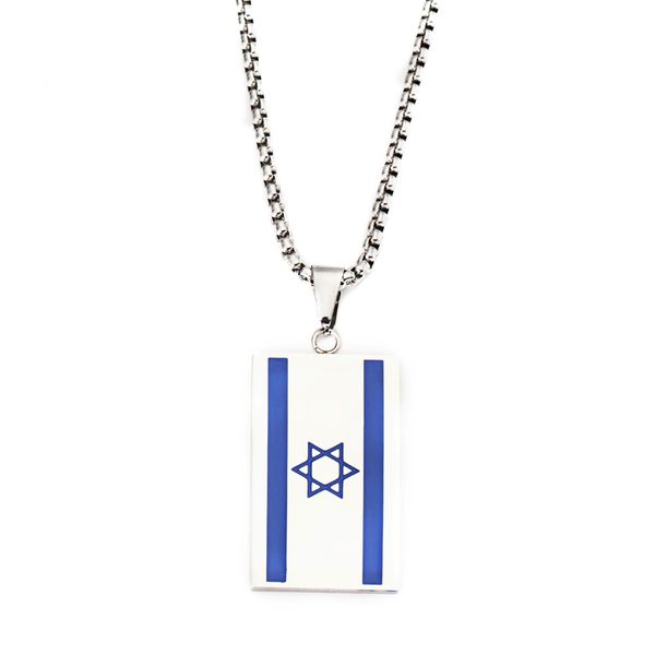 Colar Estrela de David Oriente Médio Magen Star Jóias Judaicas Aço Inoxidável Pingente Bandeira de Israel