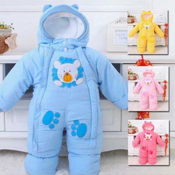 

baby clothes autumn winter style newborn baby rompers new cottonpadded baby boys girls jumpsuits cartoon infant overalls, Blue