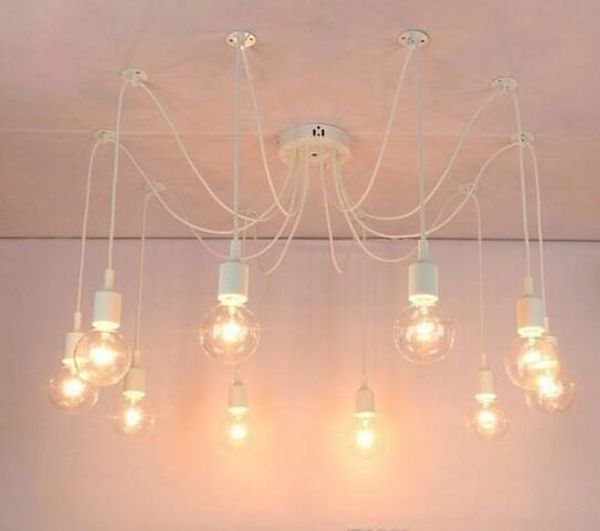 Moderno nordique retro edison bulbo lustre vintage loft antigo ajustável diy e27 aranha arte pingente lâmpada iluminação em casa produto descr
