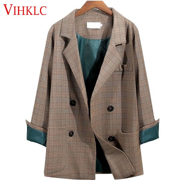 

2018 new blazer feminino ladies blazer suit jacket female retro spring long sleeve 2 button suit women blaser mujer c305, White;black