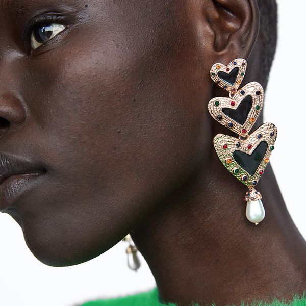 

vedawas metal statement oorbellen new style simulated-pearl golden heart earrings for women fashion jewelry wholesale xg1798, Silver