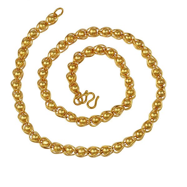 

mens necklace solid beads chain choker accessories 18k yellow gold filled classic hip hop mens jewelry gift, Silver