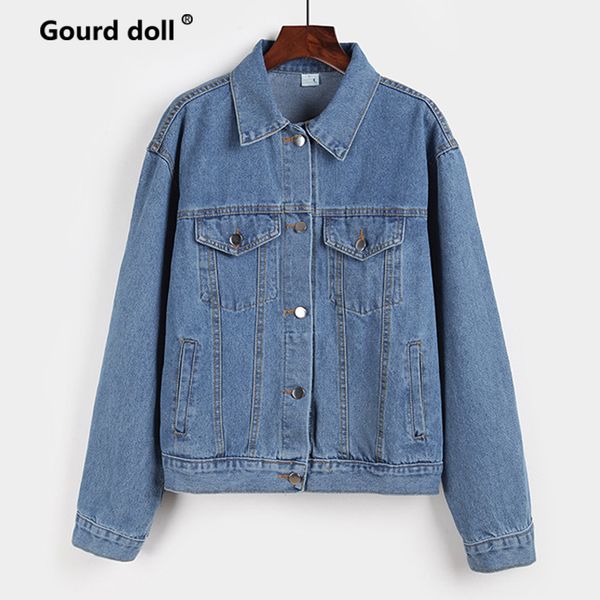 

new 2018 women jacket loose fashion retro bf wind denim long-sleeved blus jacket wild female student tide, Black;brown