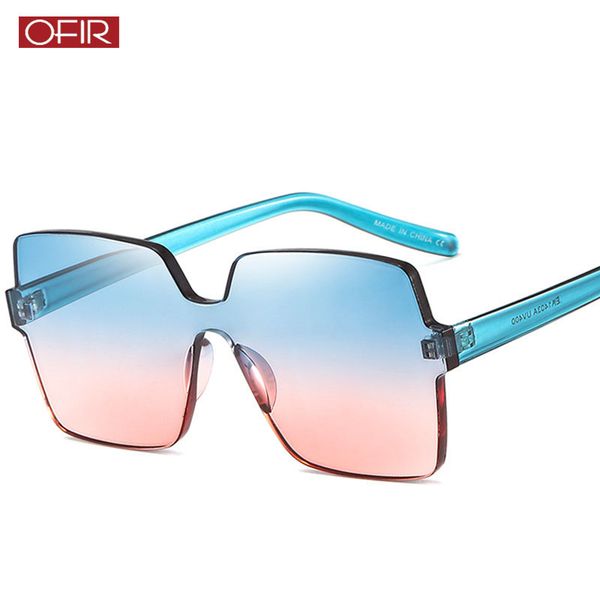 

fashion square sunglasses women 2018 brand designer rimless gradient sun glasses for female candy colors eyewear uv400, White;black