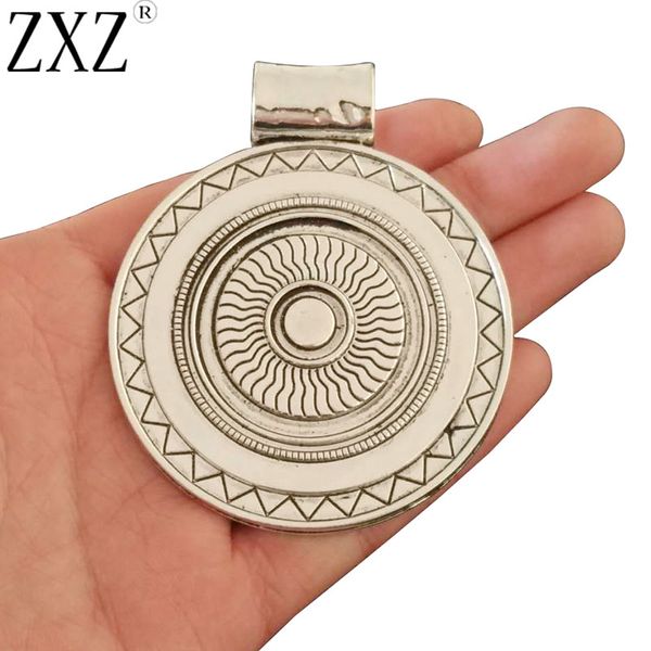 

zxz 2pcs antique silver large bohemia boho round charms pendants for necklace jewelry making findings, Black