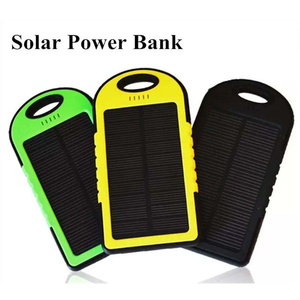 

waterproof solar power bank 5000mah shockproof dustproof portable charger travel battery powerbank dual usb for xiaomi iphone sumsang