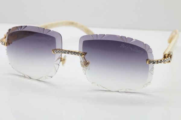 

self-made rimless женщины солнцезащитные очки новые большие камни белый подлинная природные очки горячие t8200762 резные обрезка объектива с, White;black