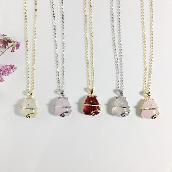 

red trees fine jewelry fashion cute cat necklace 925 sterling silver necklace for girls wholesale / drop shipping
