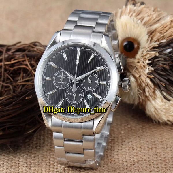 

new aqua terra 150m chronograph date 231.10.44.50.01.001 black dial japan quartz mens watch stainless steel cracelet gents watches, Slivery;brown