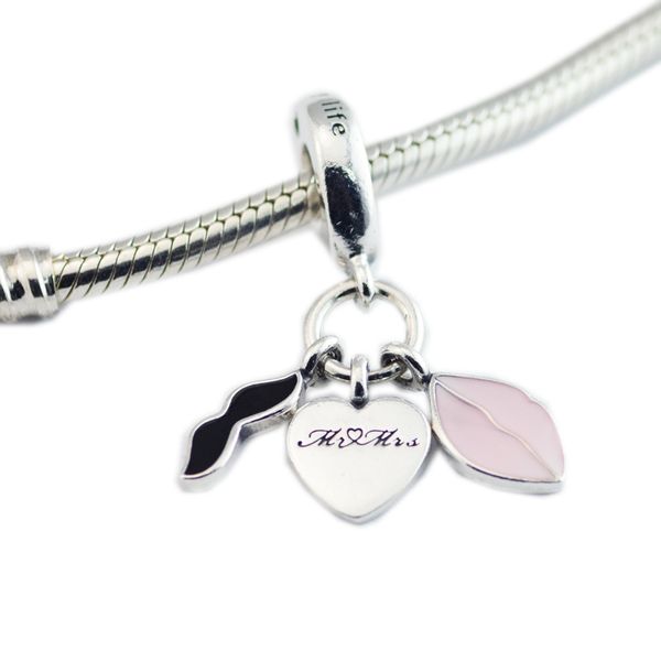 

fits charms pandora bracelets 2018 summer love couple charm beads original 925 sterling silver charm diy jewelry for women making wholesale, Bronze;silver