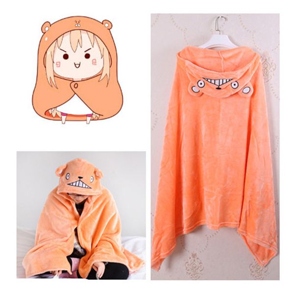 

himouto umaru-chan cloak anime umaru chan doma umaru cosplay costume flannels cloaks blanket soft cap hoodie, Black