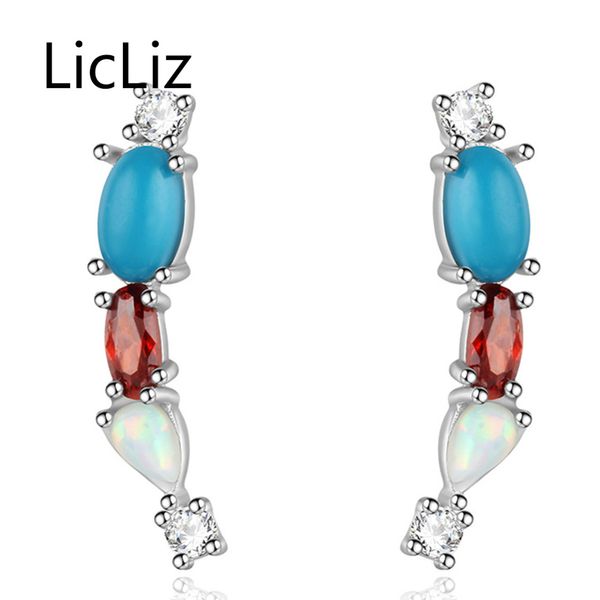 

licliz stud earrings for women fashion zircon 925 sterling silver hyperbole earring aretes de mujer pendientes mujer moda le0426, Golden;silver