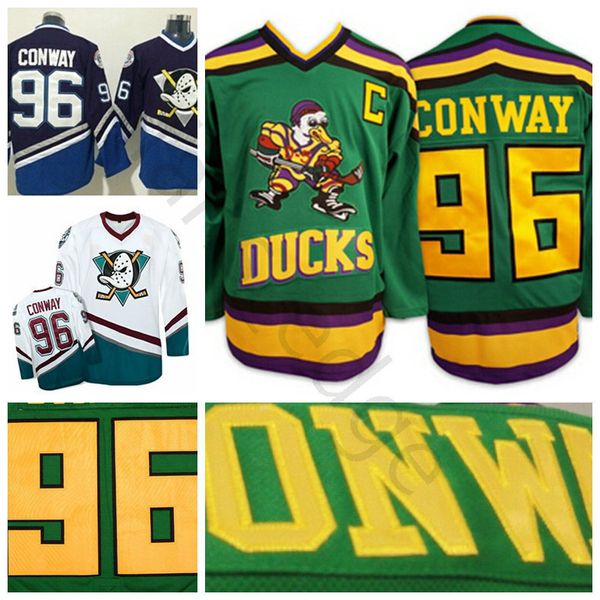 

Mighty Ducks Movie 96 Charlie Conway Jersey Worn 1993-94 Green Stitched Sewn Anaheim Ducks Vintage Charlie Conway Hockey Jerseys S-XXXL