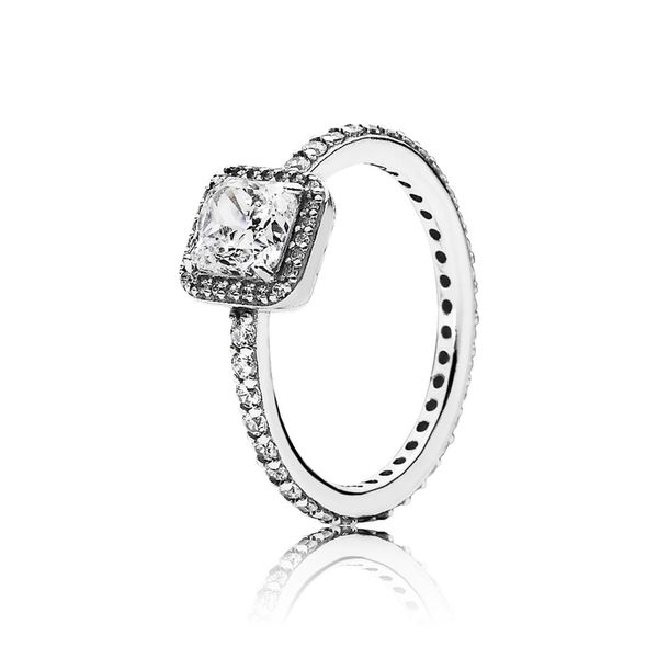 

timeless elegance ring with clear cz pure 925 sterling silver original pan ring for women diy charm jewelry gift, Golden;silver