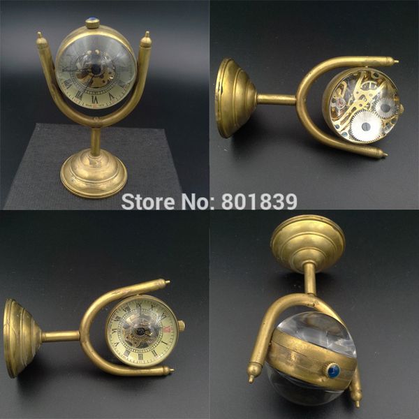 

crystal ball watch bronze tone skeleton clock nice xmas gift wind up mechanical watch wholesale price h040, Slivery;golden