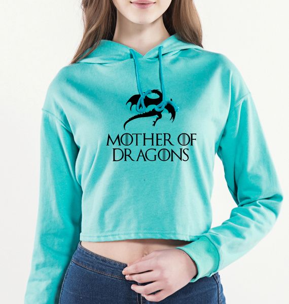 

sweatshirt for women 2018 loose short hoodies mother of dragons print fitness sportwear hipster women pullover kpop, Black