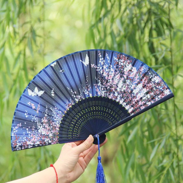 

2017 japan silk dance fan hand fan bamboo folding butterfly flower asian pocket