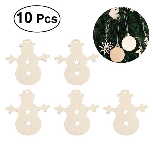 

10pcs christmas wooden hanging decor embellishments for christmas tree home wall decor (snowman