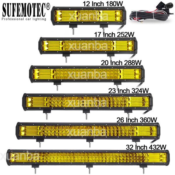 

triple row led light bar 12" 20" 23" 288w work lights 12v 24v pickup wagon boat truck atv suv marine 4wd 4x4 offroad combo la