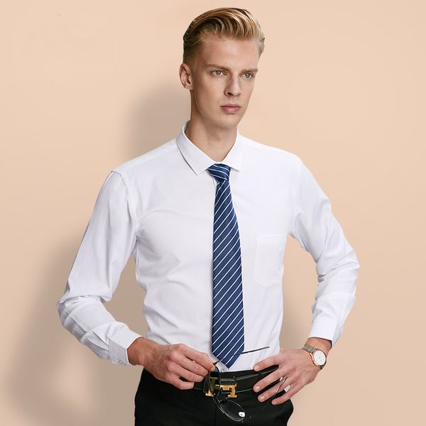 

plus size 8xl 7xl 6xl 5xl 4xl men shirt long sleeve twill white blue dress shirt for male casual blouse slim fit office clothing, White;black