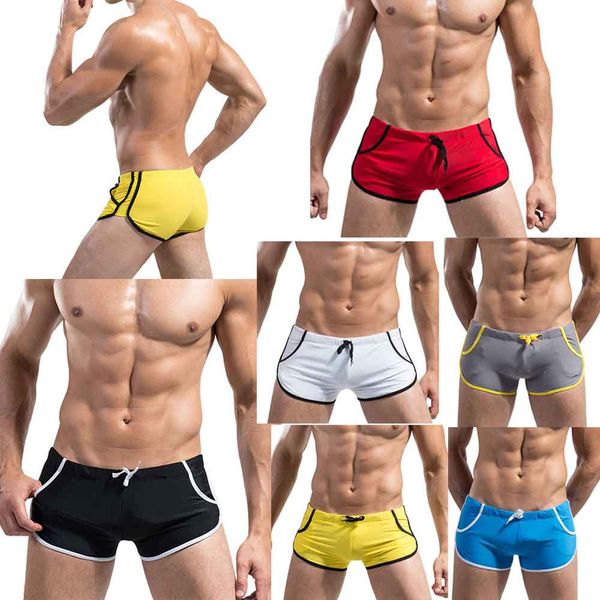 

2018 mens boxer cool trunks shorts wear front tie with pocket pants men swimsuit trunk underpants for men drop shipping, Black;white