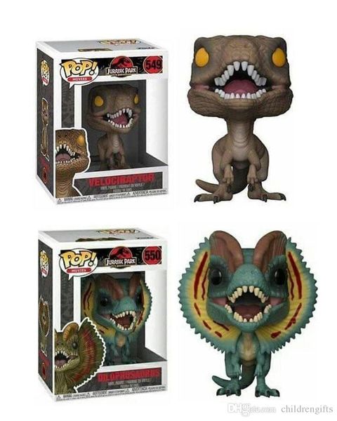 

dhl fast ship funko pop jurassic world 2 velociraptor dilophosaurus vinyl action figure with box popular toy good quality #323