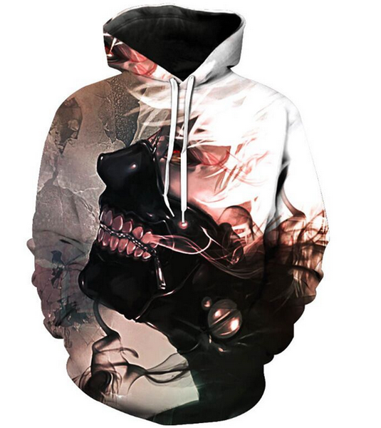

fashion women/men tokyo ghoul harajuku style funny 3d print casual hoodies plus size kk182, Black