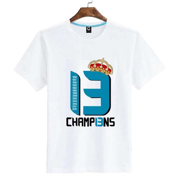 

2018 real La Tredecima Short Sleeve 13 champions T-Shirt Man casual for hala madrid ronaldo fans gift t shirt