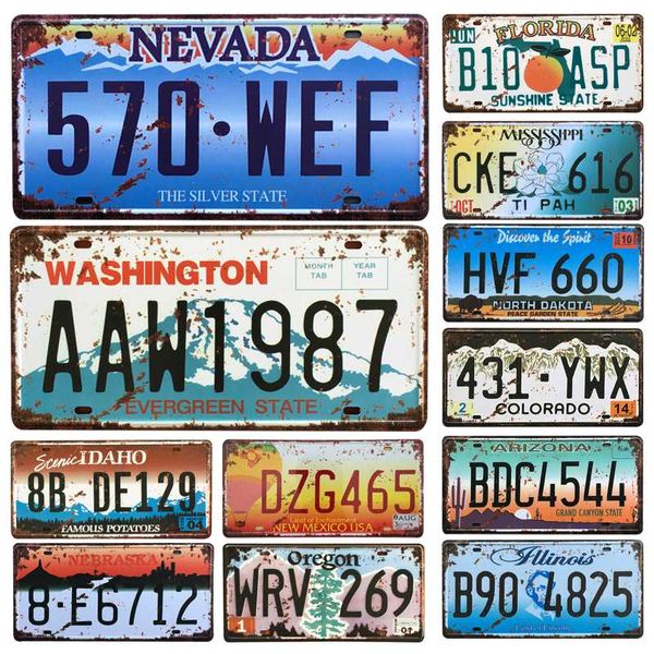 

united states car license metal plate home decor tin signs bar pub cafe decor metal sign garage painting plaque sticker