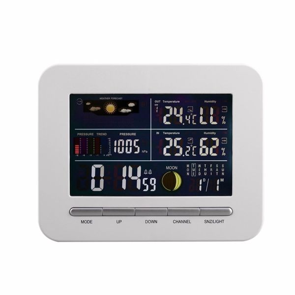 

wireless digital forecast weather station clock remote sensor indoor outdoor temperature humidity monitor alarm clock 2018 hot