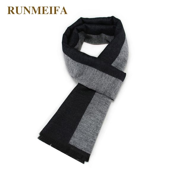 

fashion solid color stripe stitching scarf for men 180x30cm cotton scarf winter warm scarves for dad and boyfriend gifts, Blue;gray