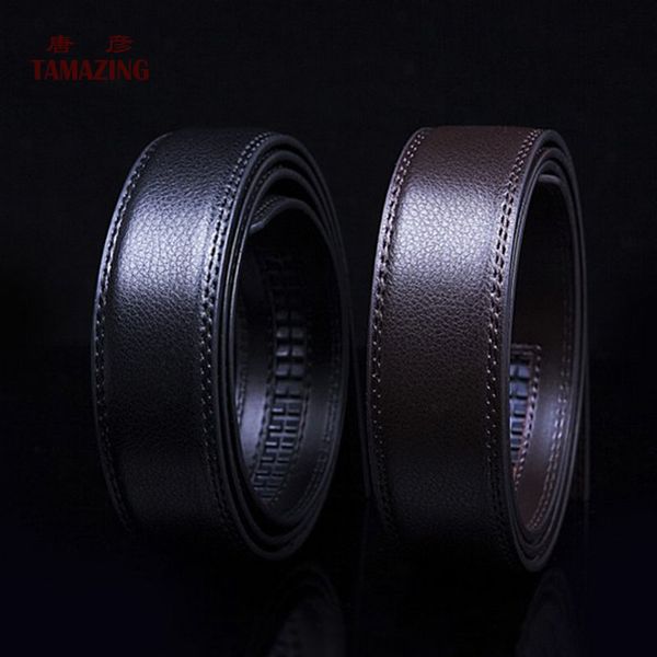 

men's genuine leather belt automatic buckle belts for men(without buckle, Black;brown