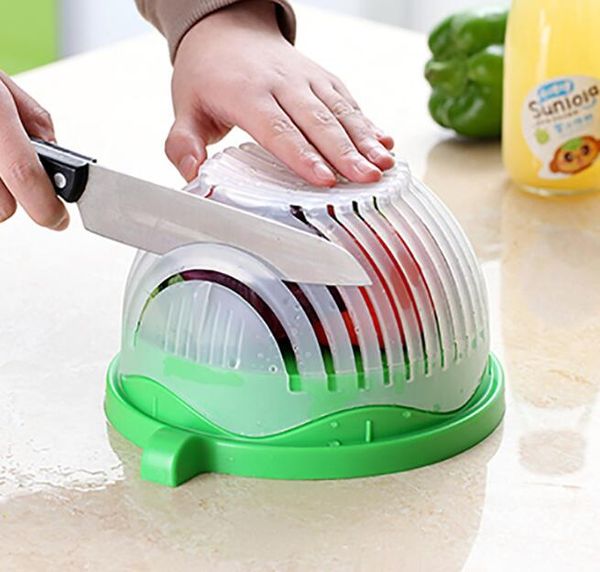 

salad cutter bowl easy salad maker tools kitchen gadget vegetable fruits slicer chopper washer and cutter