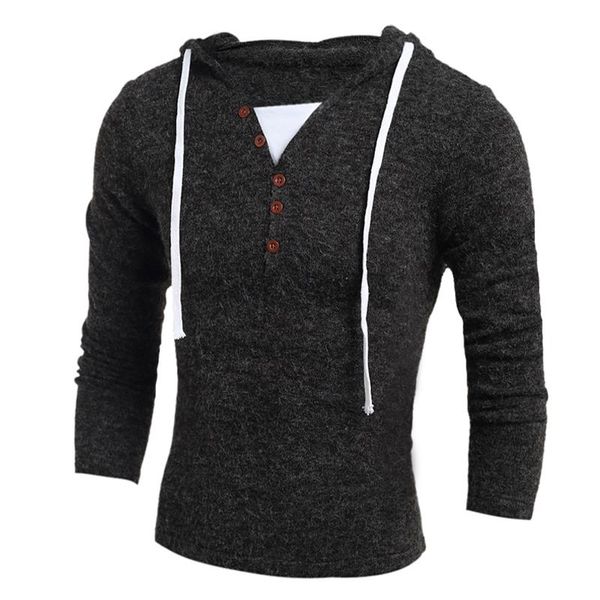 

2015 new arrival men's hooded sweater casual v-neck slim fit long sleeves knitted men sweaters pullovers ~xxl 3 colors, White;black