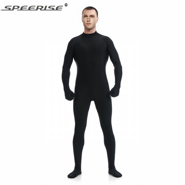 

speerisemen's mock turtle neck second skin tight unitard man full body stretch black lycra spandex zentai suit costume dancewear