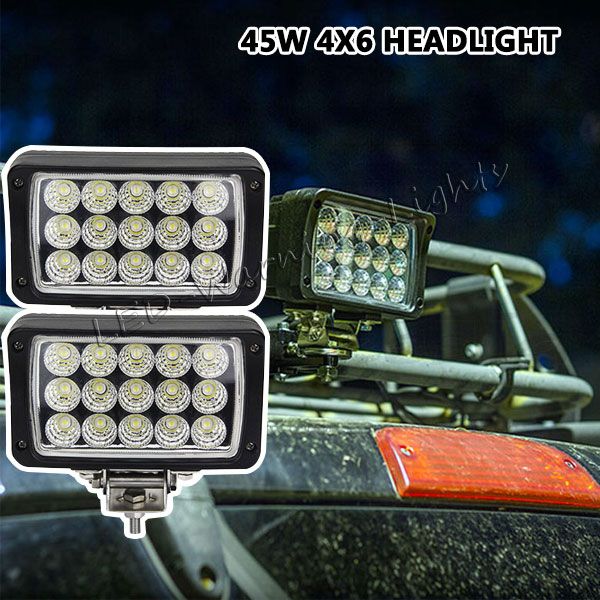 

12pcs 45w 4x6in headlight for mini tractor truck trailer atv marine boat agriculture vehicles high power led work light driving driving lamp