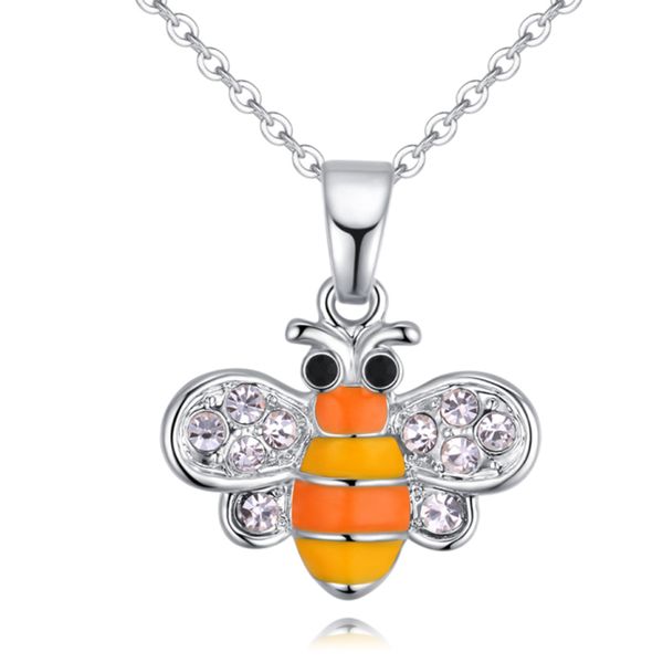 

ms betti good quality crystal mini fashion bee pendant necklace for women kids girls new season fashion 2018 wedding jewelry, Silver