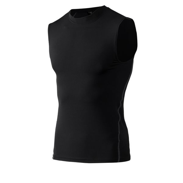 

2018 high elastic men running vests men's quick dry compression sleeveless sport shirts tights gym fitness sport clothing, Black;blue