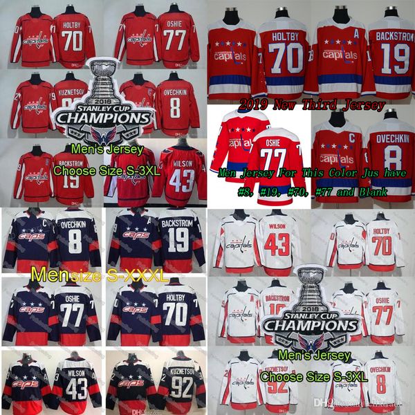 

2018-19 Season Alex Ovechkin Washington Capitals Tom Wilson Lady Kids Men Nicklas Backstrom T.J Oshie Evgeny Kuznetsov Holtby Third Jersey
