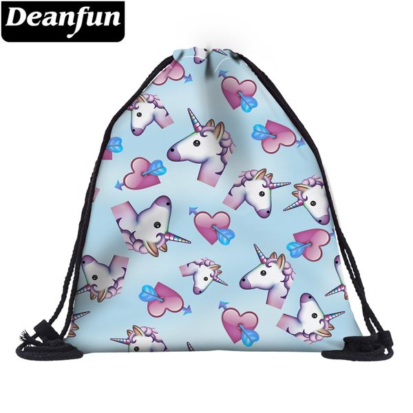 

deanfun 3d printing unicorn drawstring shoulder bags cute gift for children school organizer 60085