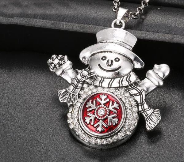 

christmas snap jewelry snowman snap button pendant necklaces fit 18mm snap jewelry christmas gift diy necklaces, Silver