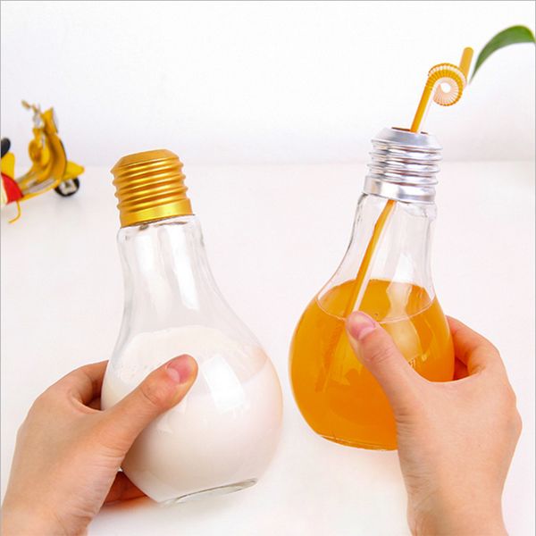 

2018 summer fashion bulb water bottle brief cute milk juice light bulbs leak-proof